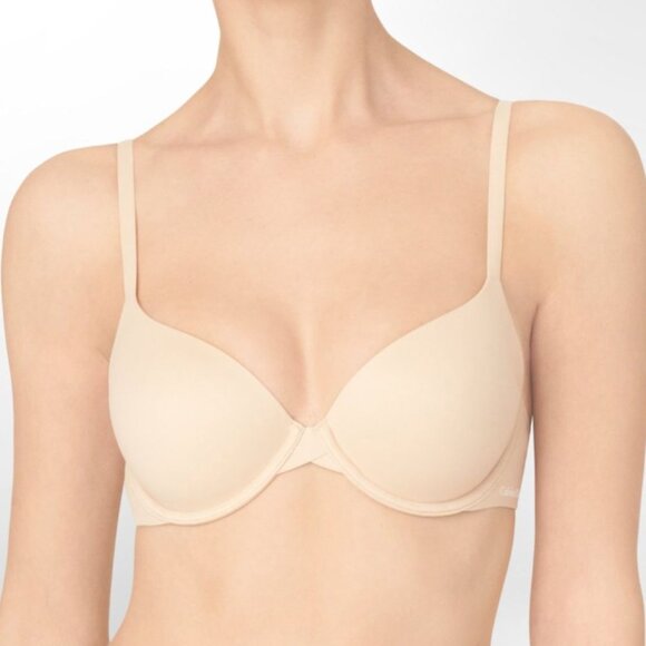Calvin Klein Perfectly Fit Modern T-Shirt Lightly Lined Full Coverage Nude Bra - Picture 1 of 2
